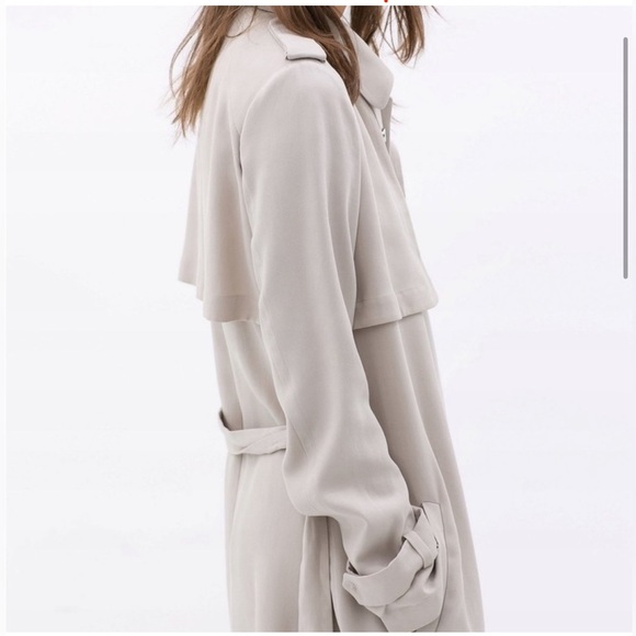 SOLD -ZARA Beige Lightweight Trench Coat Size M - Picture 8 of 8